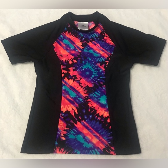 Adidas tie dye rash guard/sun protection swim top sz 7 - Picture 1 of 3